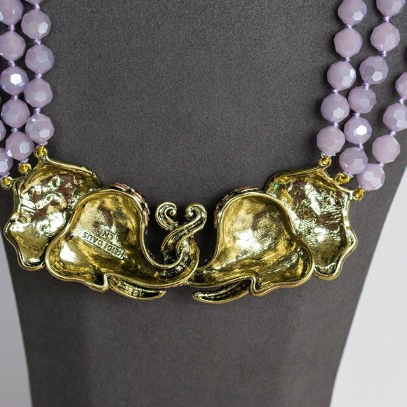 Heidi Daus Double Vision Crystal Beaded Elephant Necklace NWOT - Picture 3 of 13